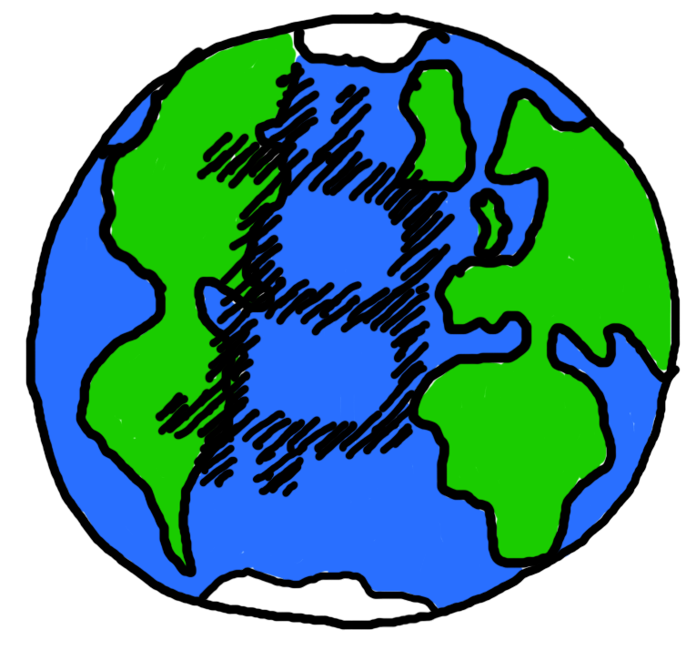 Bitcoin sketched onto the world. Bitcoin worldwide.